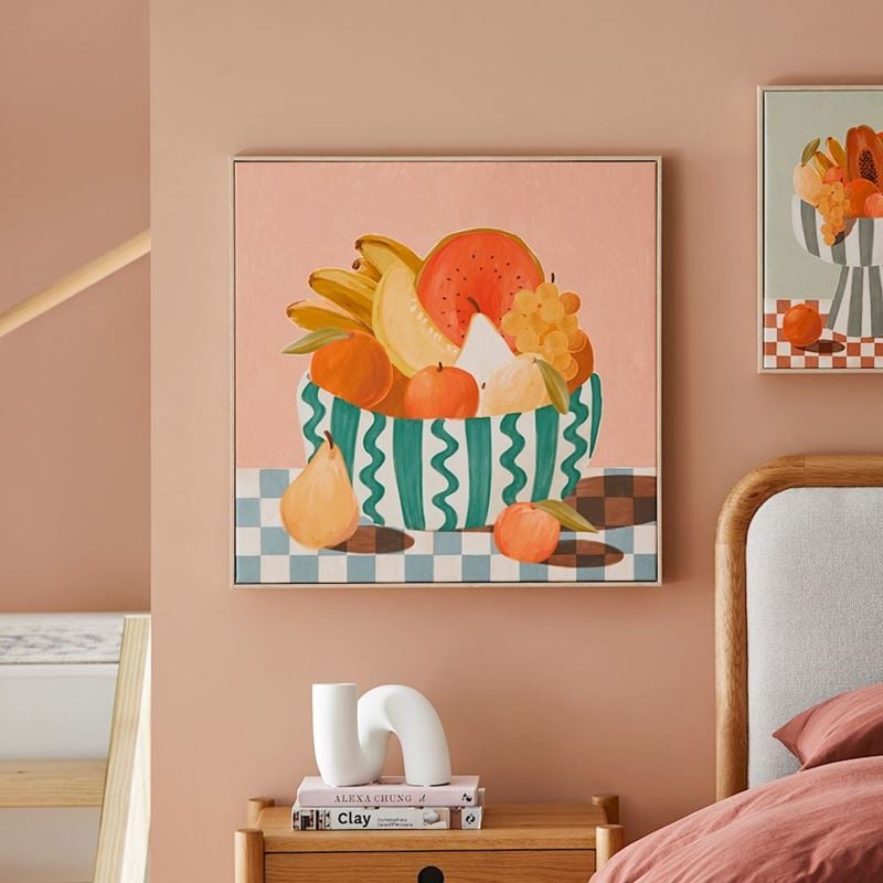 Fruit Bowl Pink Canvas