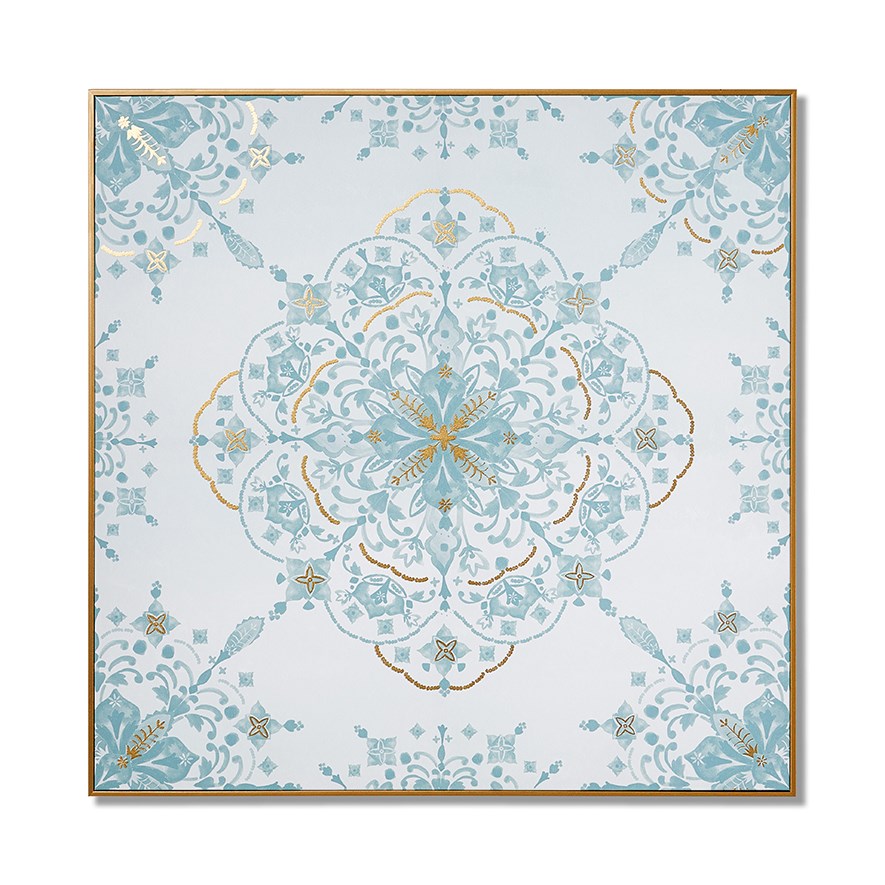Home Republic Tile Mandala Sky Blue Gold Fleck Wall Art Adairs
