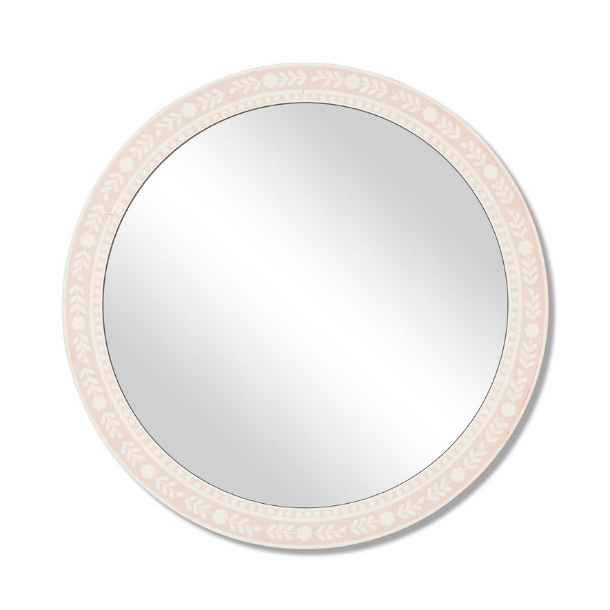Inlay Pink Round Mirror Adairs
