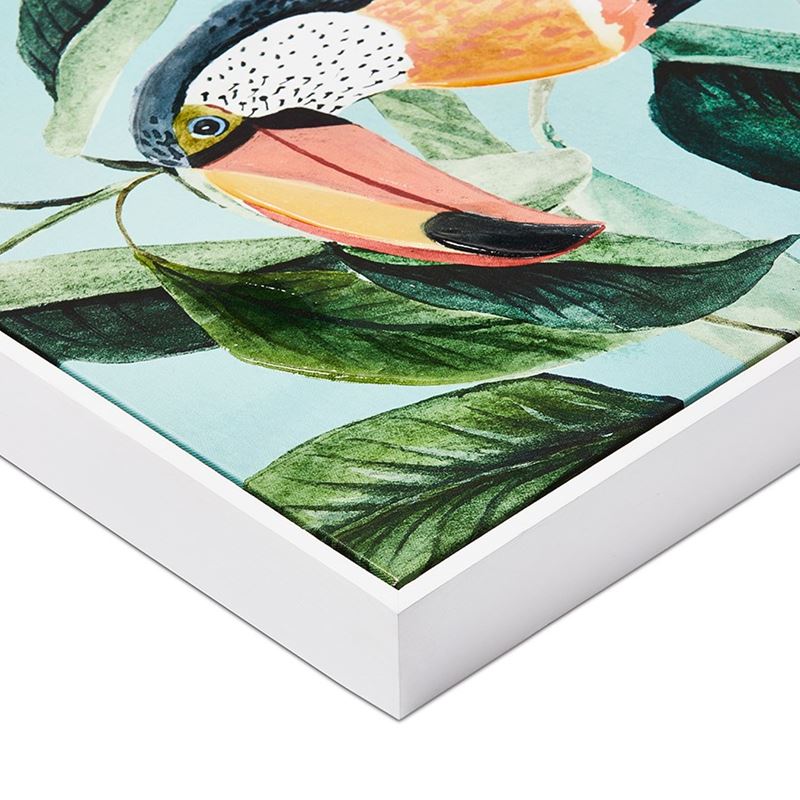 Toucans Handpainted Teal Canvas 