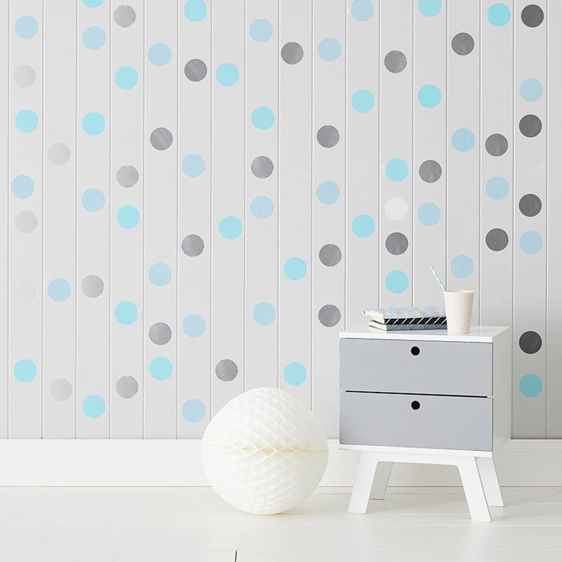 Silver & Blue Spots Removable Wall Stickers