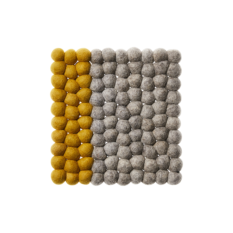 Nepalese Wool Square Trivet Light Grey & Mustard Adairs