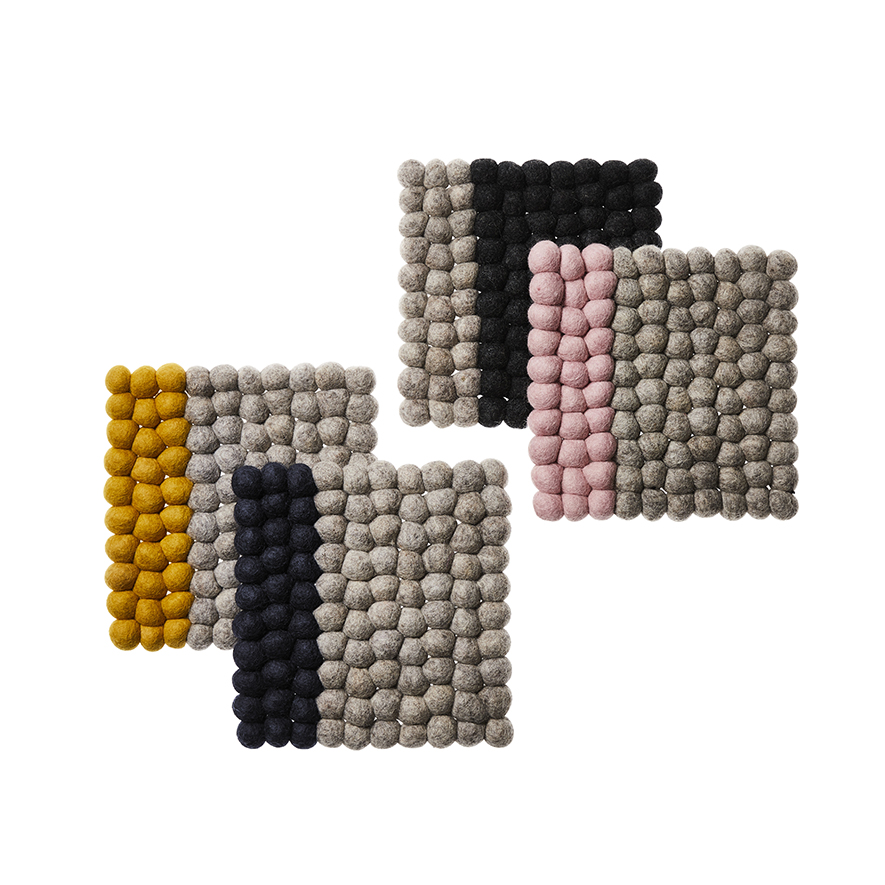 Nepalese Wool Square Trivet Light Grey & Mustard Adairs