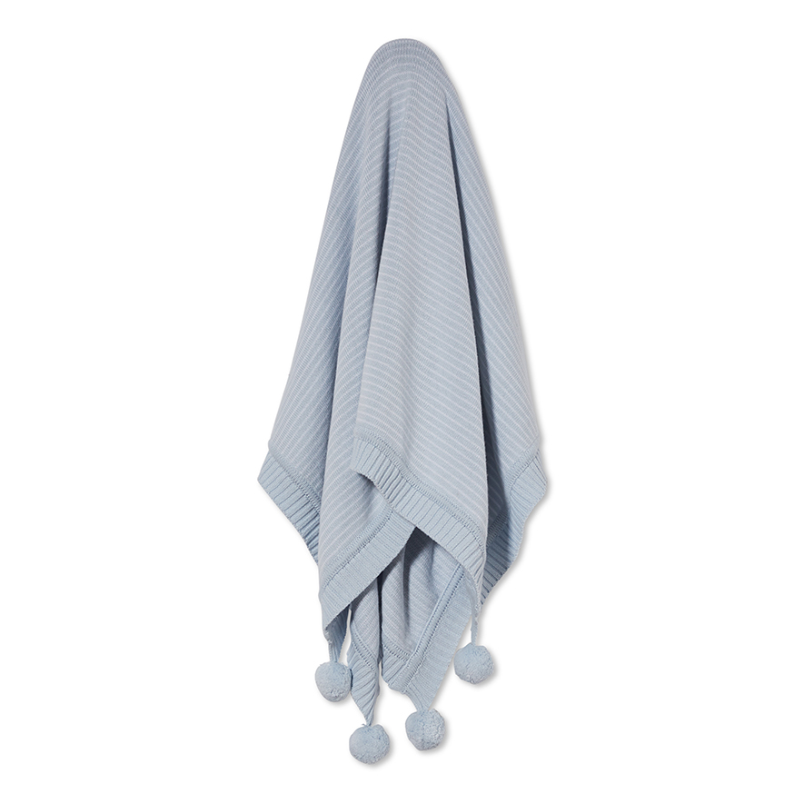 Adairs Baby Stripe Knit Blanket Blue Adairs