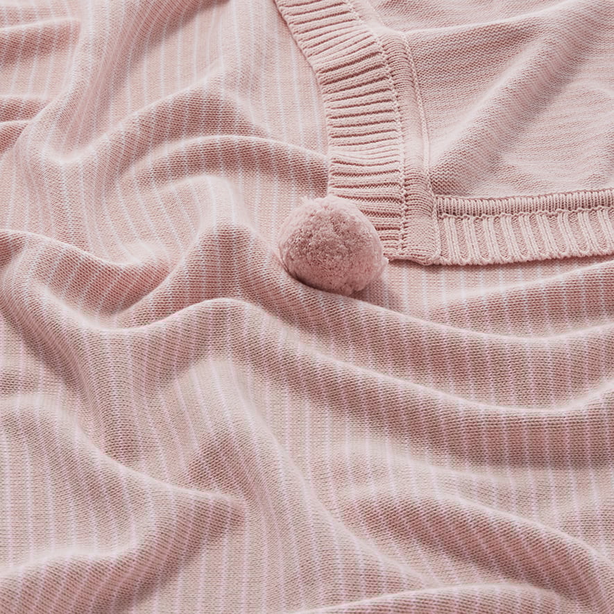 Adairs Baby Stripe Knit Blanket Pink Adairs