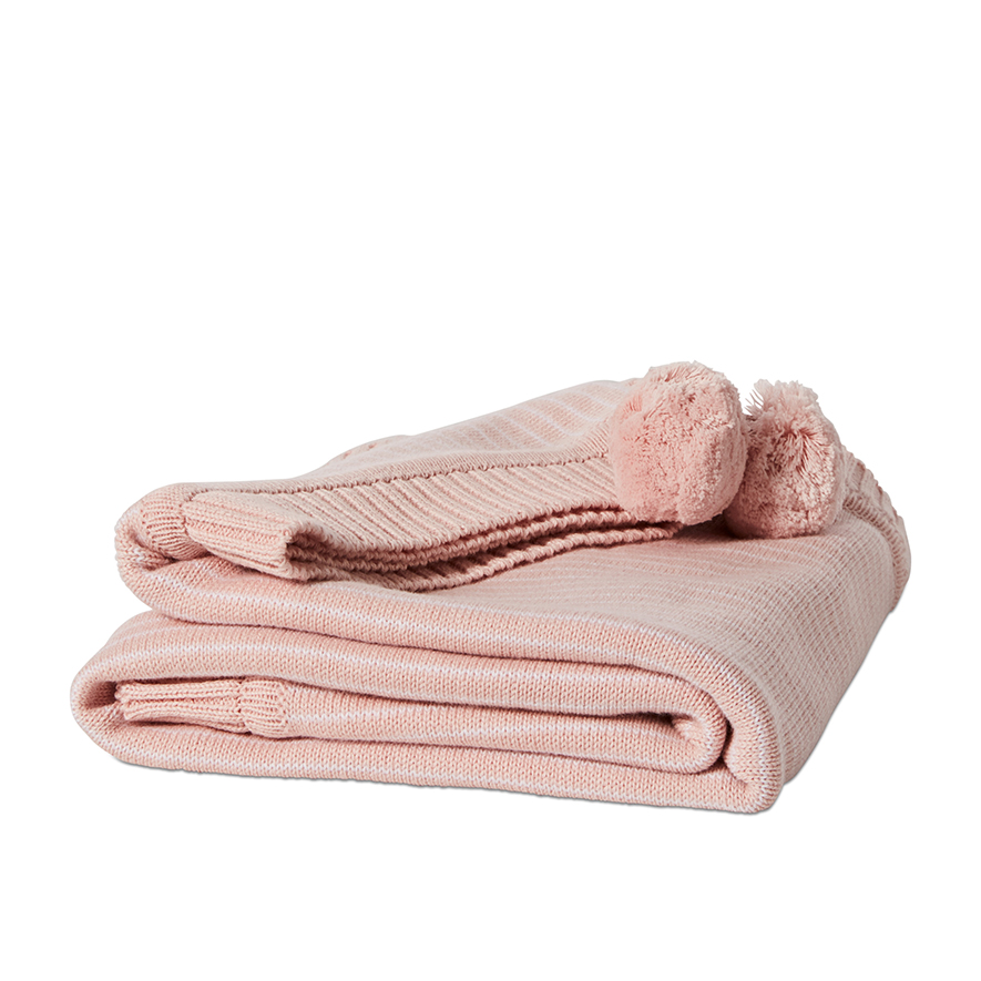 Adairs Baby Stripe Knit Blanket Pink Adairs