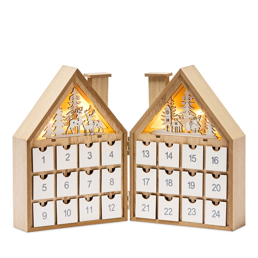Advent Calendar Natural & White Festive Decorative Scene Adairs