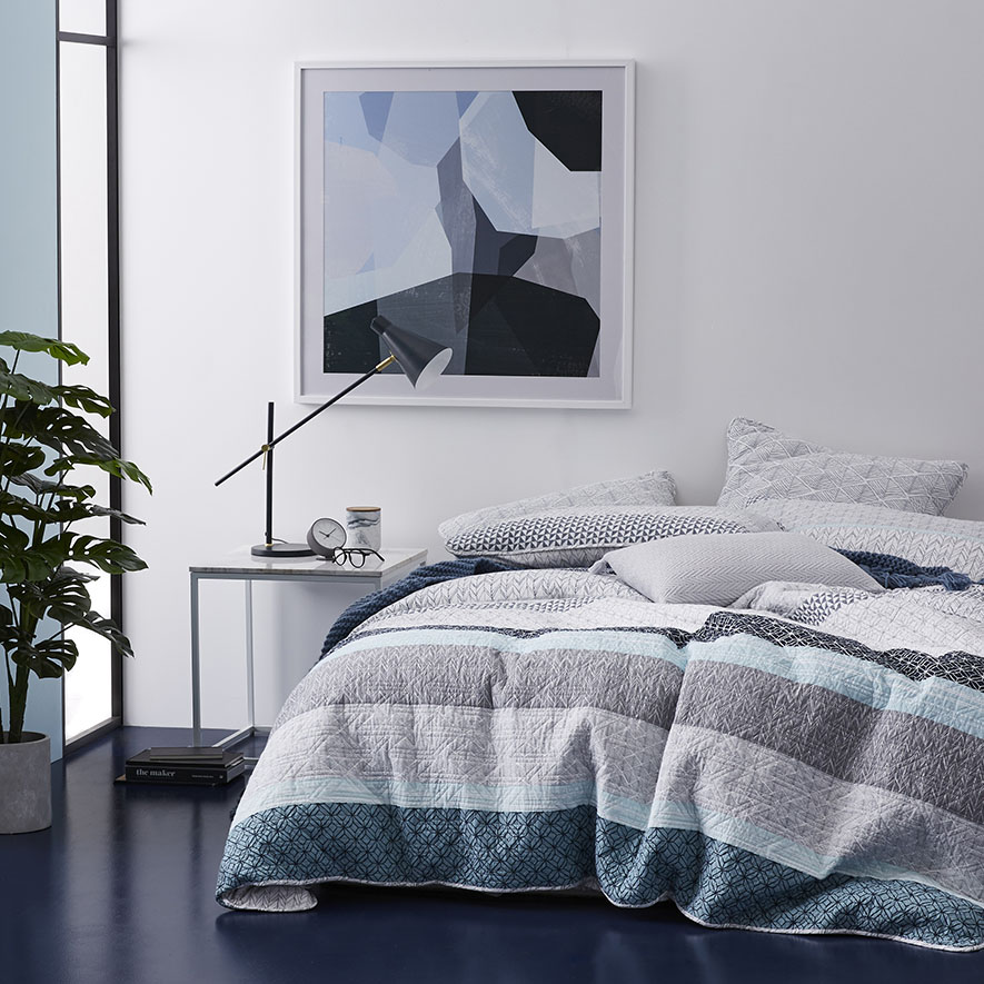 Jetta Quilted Quilt Cover Blue Adairs