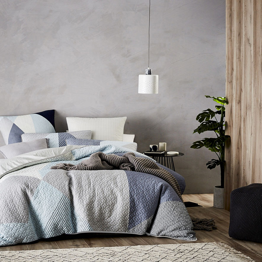 Home Republic Phoenix Quilted Quilt Cover Sky Adairs