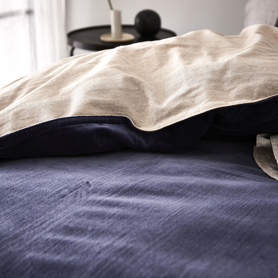 Cotton Velvet Quilt Cover Navy Adairs