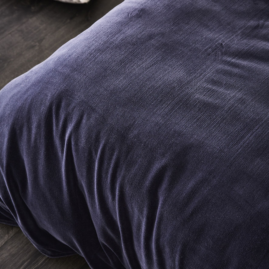 Cotton Velvet Quilt Cover Navy Adairs