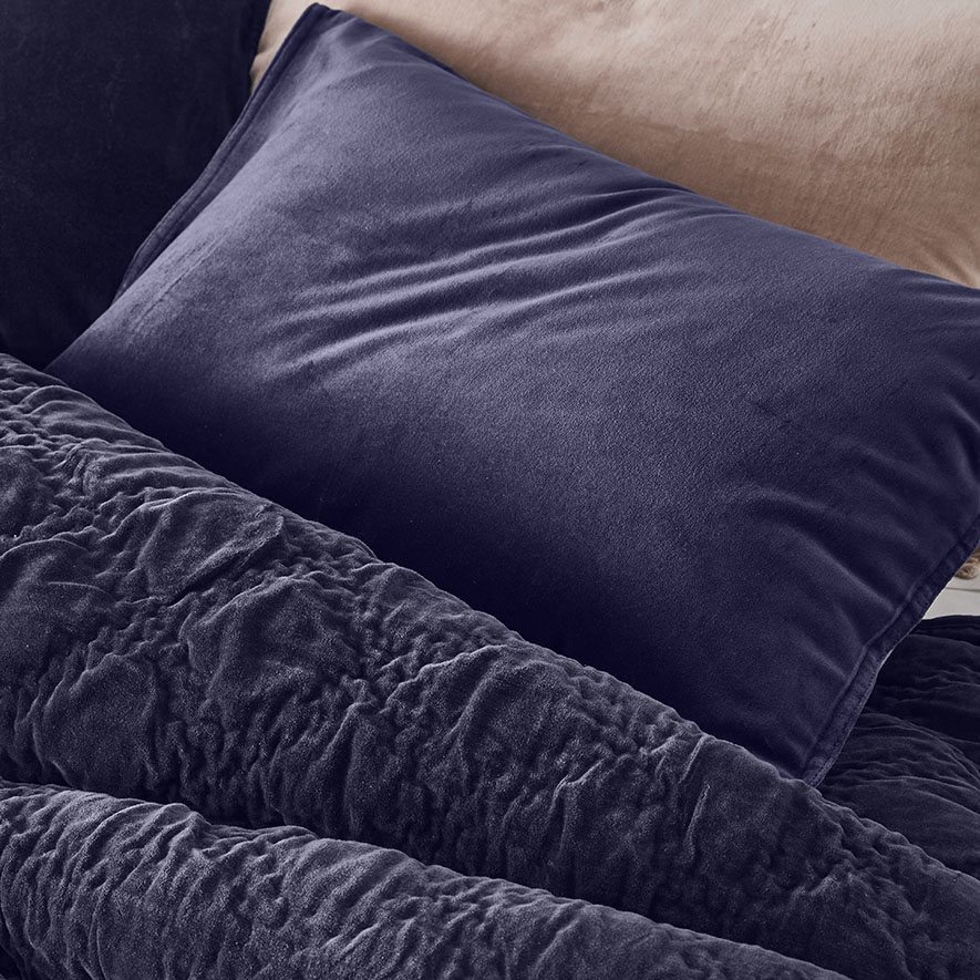 Cotton Velvet Coverlet Navy Adairs