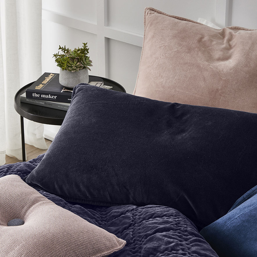 Cotton Velvet Coverlet Navy Adairs