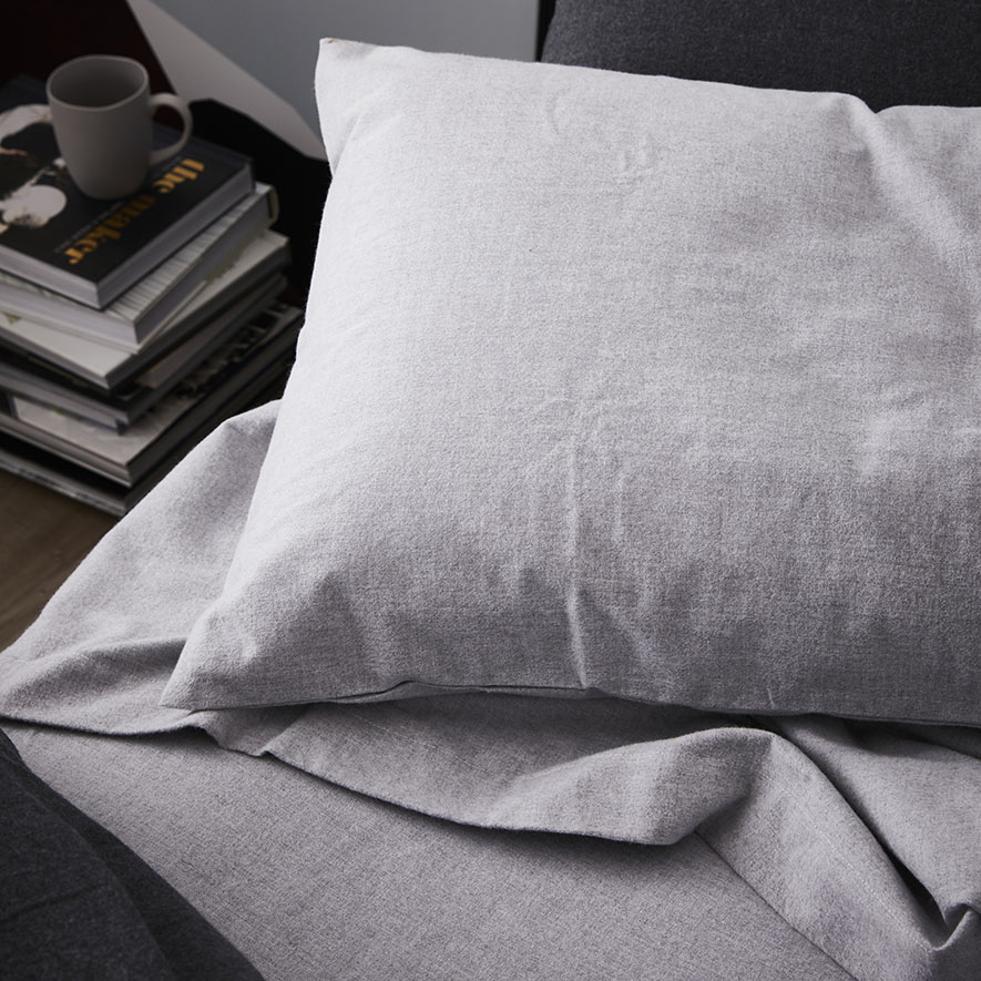 Super Soft Brushed Flannelette Quilt Cover Silver/Charcoal Adairs