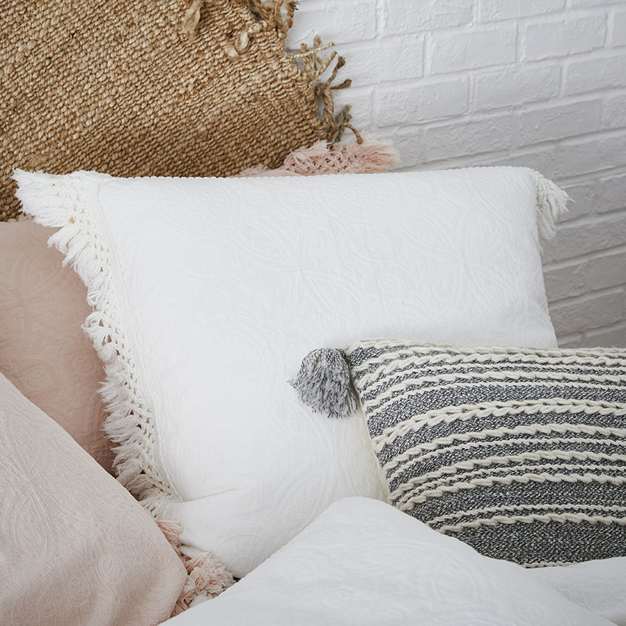 European Collection Boheme Fringe White Quilt Cover Adairs