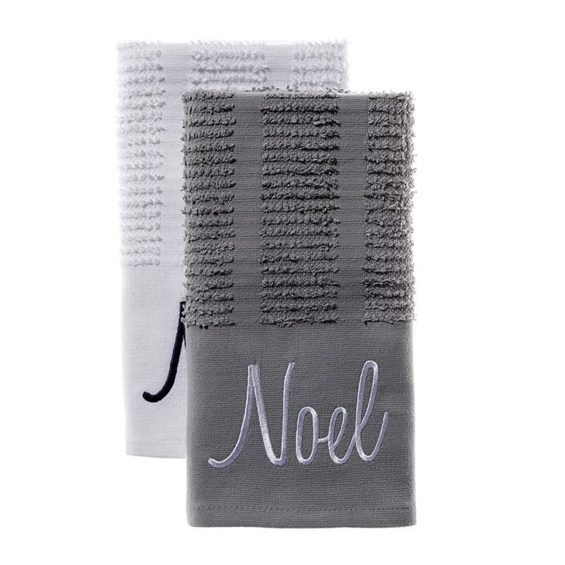 Grey Noel Tea Towel 2 Pack