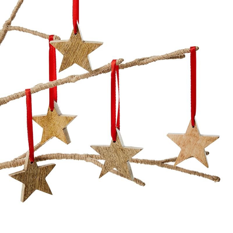 Hanging Timber Stars Natural Pack of 5