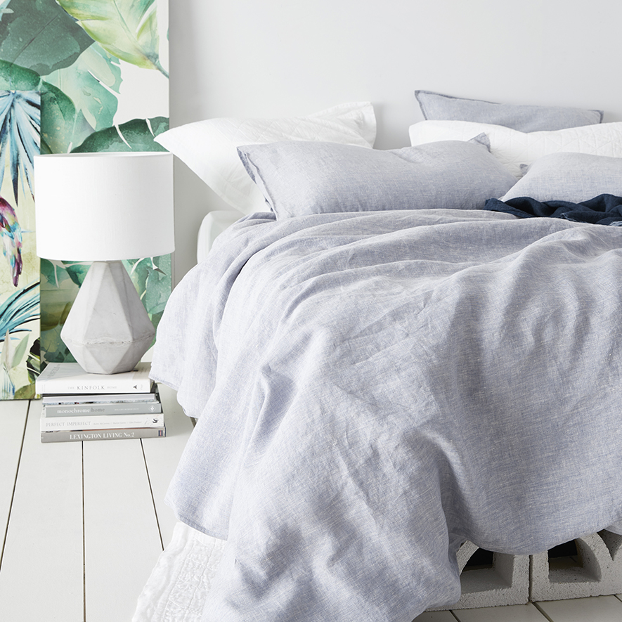 Vintage Washed Linen Cornflower Quilt Cover Adairs