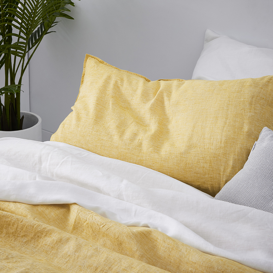 Vintage Washed Linen Mustard Quilt Cover Adairs