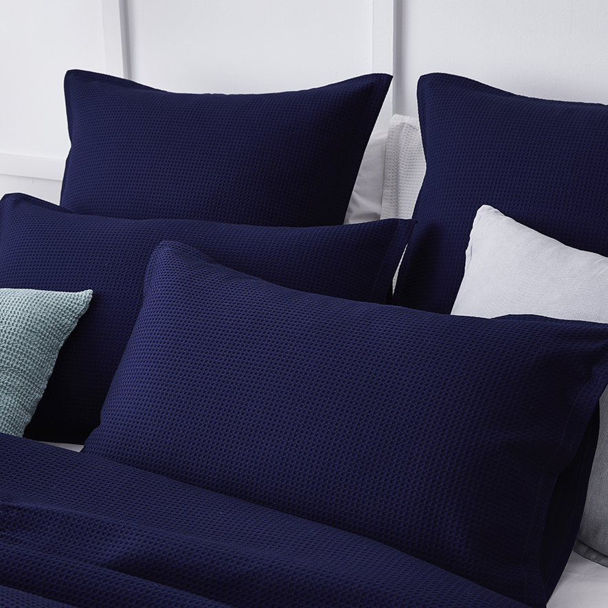 Tribeca Waffle Quilt Cover Set Navy Adairs