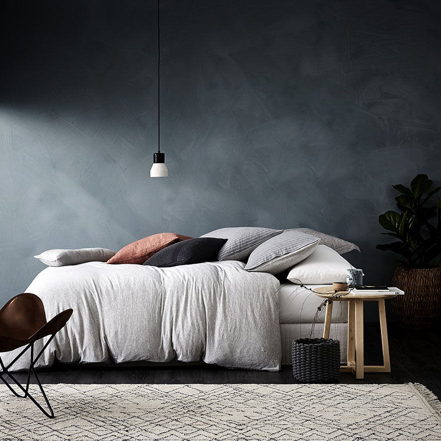 Home Republic Ultra Soft Jersey Stripe Grey Quilt Cover Adairs